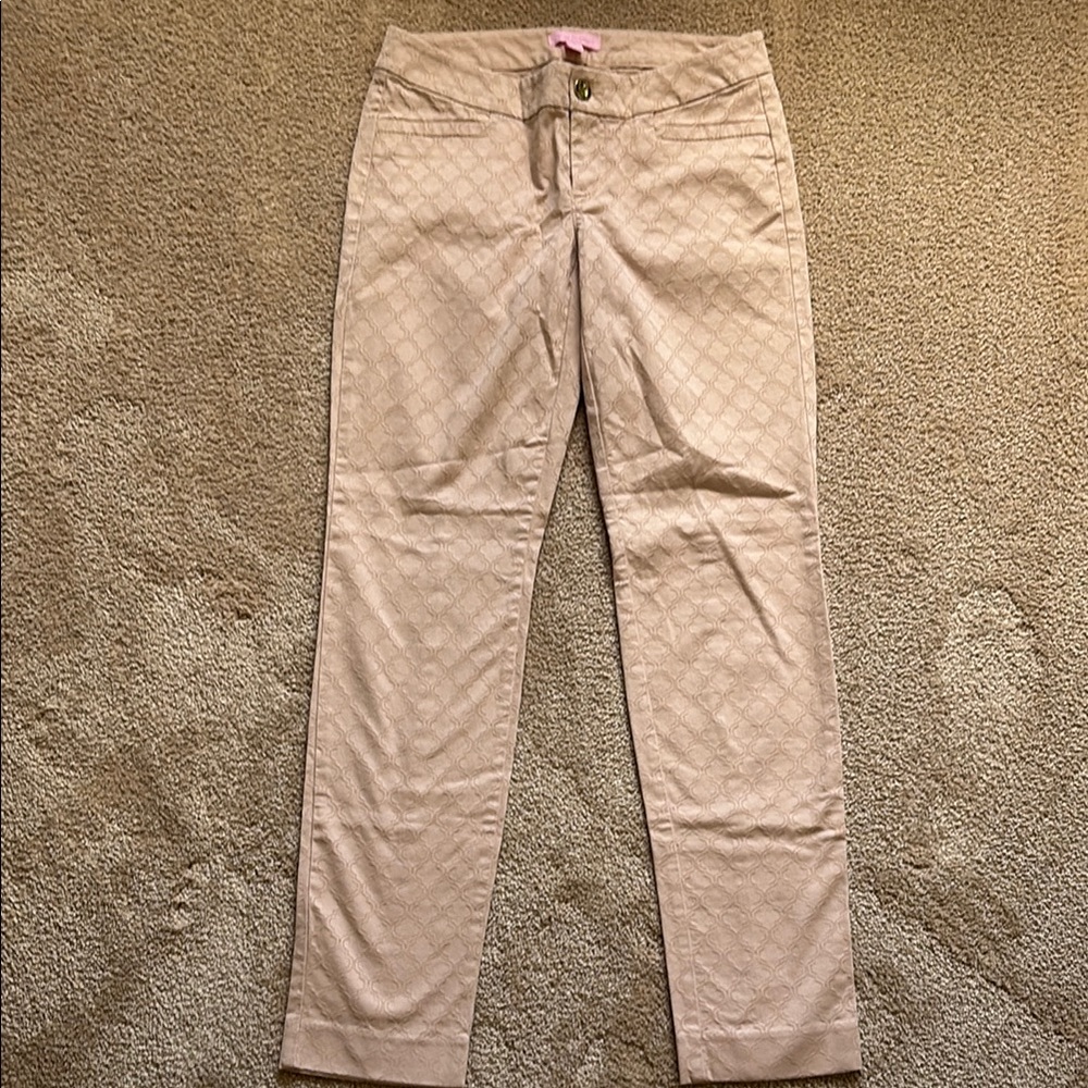 Lilly Pulitzer Kelly Straight Beige Textured Pants